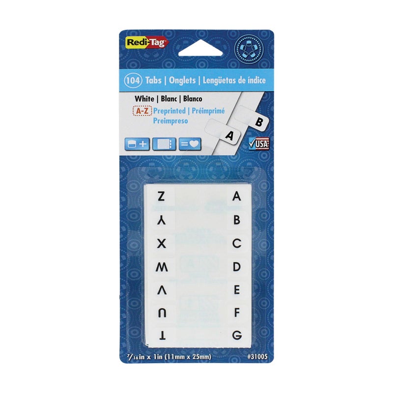 Redi-Tag, RTG31005, Permanent Alphabetical Tab Indexes, 104 / Pack - Image 1